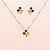 Conjunto de Trevo com Zircônias Banhado a Ouro 18k - Imagem 2