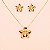 Conjunto de Flor com Zircônia Cristal Folheado a Ouro 18k - Imagem 2