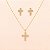 Conjunto de Cruz com Zircônia Folheado a Ouro 18k - Imagem 1