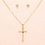 Conjunto de Cruz Cravejado em Zircônias Folheado a Ouro 18k - Imagem 2