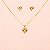 Conjunto Coração com Detalhe em Resina Folheado a Ouro 18k - Imagem 1