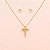 Conjunto Cruz  Cravejado em Zircônia Folheado a Ouro 18k - Imagem 2