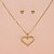 Conjunto Coração Vazado em Zircônia Folheado a Ouro 18k - Imagem 1