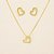 Conjunto Coração com Detalhes em Zircônia Banhado a Ouro 18k - Imagem 2