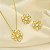Conjunto de Flor com Zircônia Cristal Banhado a Ouro 18k - Imagem 1