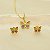 Conjunto Borboleta Resinado Banhado a Ouro 18k - Imagem 1
