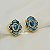 Brinco Flor com Resina e Zircônia Cristal Banhado a Ouro 18k - Imagem 1
