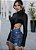 Shorts Jeans Mom Navy Blue 100% Algodão Original - Imagem 1