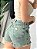 Shorts Destroyed jeans amarelado Cintura Alta 100% Algodão Original - Imagem 2