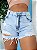 Shorts Destroyed Jeans Azul Claro 100% Algodão Original - Imagem 4