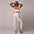Conjunto Faixa Jump c/ Legging Fru-Fru Empina Bumbum+ Top Faixa - Estampa Marmorizado Dourado c/ Branco - Imagem 4