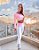 Conjunto Blackout Zero Transparência Legging Chapa-Barriga + Top Manga Longa Ula Branco c/ Rosa Neon - Imagem 1