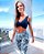 Conjunto Top Nó + Legging V | preto c/ estampa luau - Imagem 1