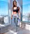 Conjunto Top Nó + Legging V | preto c/ estampa luau - Imagem 2
