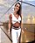 Conjunto Blackout Zero Transparência Legging Chapa-Barriga Branca c/ Estampa Onça + Top Nó Branco - Imagem 1