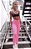 Conjunto Girls & V Top Couro Fake Preto c/ legging Rosa Flúor Neon Blackout Zero Transparência - Imagem 1
