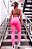 Conjunto Girls & V Top Couro Fake Preto c/ legging Rosa Flúor Neon Blackout Zero Transparência - Imagem 2