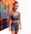 Conjunto Faixa Shorts Jump Jacquard Estampa Fake Jeans - Imagem 1