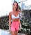 Conjunto Shorts Old School Canelado Rosa-Choque e Branco - Imagem 1