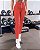 Legging Old School com Ziper e Bolsos Tecido Canelado Vermelho Ferrari - Imagem 1