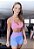 Conjunto Chapa-Barriga Fun Fans Girls Shorts Azul Royal Estampa Onça Pink & Royal - Imagem 1
