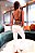 Conjunto Chapa-Barriga Blackout Zero Transparência Fun Fans Nó Legging Branca c/ Estampa Onça - Imagem 2