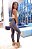 Conjunto Butterfly Azul Marinho c/ Amarelo Neon e Capuz Roxo Estampa Fake Jeans - Imagem 1