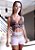 Conjunto Chapa-Barriga Blackout Zero Transparência Total Shape Nó Shorts Rosa bebe c/ Estampa Onça - Imagem 1