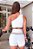 Conjunto Egito Queen Branco Blackout Zero Transparência com detalhes dourados Estampa Golden Woman - Imagem 2