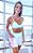 Conjunto PRO Athlete Girls Branco Blackout Zero Transparência com detalhes Rosa Neon e Turquesa - Imagem 1