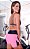 Conjunto Citrus Girls Zero Transparência c/ Shorts Rosa Neon Fluor e Detalhes Couro Fake Preto - Imagem 2