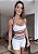 Conjunto Shorts Chapa-Barriga Rainbow Branco Blackout Zero Transparência c/ elásticos coloridos - Imagem 1