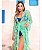 Saída de Praia Kimono em Renda Longa Mangas abertas Verde Menta - Imagem 1