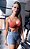 Conjunto Wonder Woman Push Up Zero Transparência Vermelho com estampa Marinho c/ Poá branco - Imagem 1