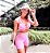 Conjunto Up Strappys Jump Jacquard Texturizado Folhas Rosa - Imagem 1