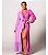Saída de Praia ou Kimono Bicolor Liso Longo Mangas bufantes Lavanda com Rosa - Imagem 1