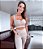 Conjunto Princess Zero Transparência Jacquard Dourado Estampa Golden Woman - Imagem 1