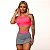 Conjunto Torino Beach c/ Shorts-Saia Elastic Cinza Mescla c/ Rosa Fluor Neon - Imagem 1