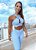 Conjunto Pavão Blackout Zero Transparência Legging Fru-Fru c/ Bolsinho Azul Celeste - Imagem 1