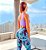 Conjunto Mystic Poison Seamless Gringa Mood (Sem Costura) Zero Transparência Alta Compressão Modelador c/ Legging Estampa Tie Dye Violeta e Verde - Imagem 2