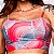 Top Hope Zero Transparência Estampa Abstrato Cereja c/ Rosa Flúor Neon - Imagem 2