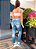 Conjunto Cherry Cropped c/ Legging Seamless Push Up Estampa Fake Jeans Zero Transparência - Imagem 2