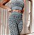 Conjunto Athleisure Lux Brands Inspired Jacquard Texturizado Legging Cós Super Alto Estampa Xadrez Cinza Mesclado - Imagem 4