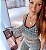 Conjunto Athleisure Lux Brands Inspired Jacquard Texturizado Legging Cós Super Alto Estampa Xadrez Cinza Mesclado - Imagem 3