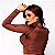Cropped Carmel Manga Longa Zero Transparência Marrom Acetinado - Imagem 3
