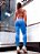 Conjunto Chapa-Barriga Fun Fans Girls Legging Azul Royal Estampa Onça Pink & Royal - Imagem 2