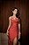 Vestido Ísis Vermelho vivo acetinado leve brilho - Imagem 1