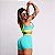 Conjunto Milano Fitness ou Beach Tennis c/ Shorts-Saia Mini Saia Elastic Verde Turquesa com Amarelo Neon - Imagem 2