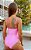 Body ou Maiô Retrô Fit Retrô Fit Lycra Acetinado Rosa Cintilante - Imagem 4