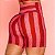 Shorts Viena Estampa Retrô Fit Lines Rosê e Vermelho Zero Transparência - Imagem 2
